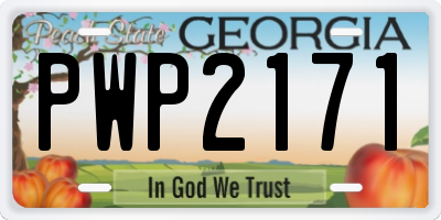 GA license plate PWP2171