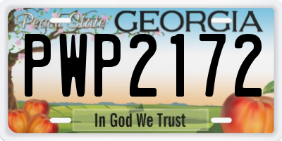 GA license plate PWP2172