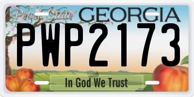 GA license plate PWP2173