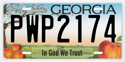 GA license plate PWP2174