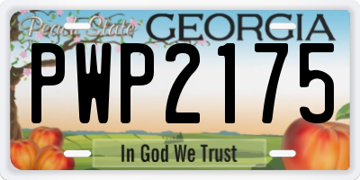 GA license plate PWP2175