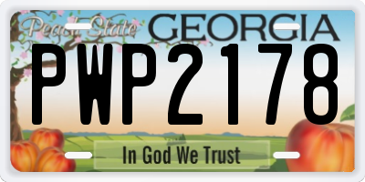 GA license plate PWP2178