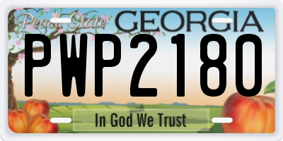 GA license plate PWP2180