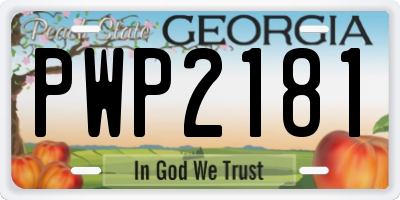 GA license plate PWP2181