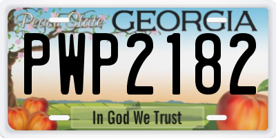 GA license plate PWP2182