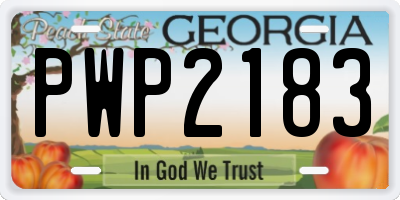 GA license plate PWP2183