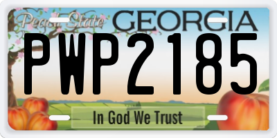 GA license plate PWP2185