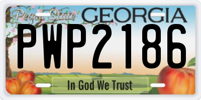 GA license plate PWP2186