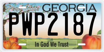 GA license plate PWP2187