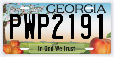 GA license plate PWP2191
