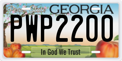 GA license plate PWP2200