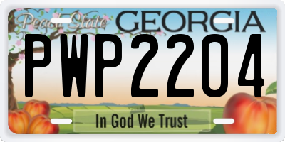 GA license plate PWP2204