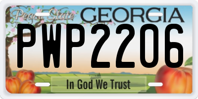 GA license plate PWP2206