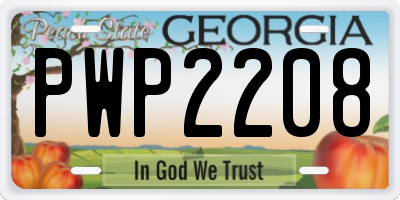 GA license plate PWP2208
