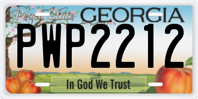 GA license plate PWP2212