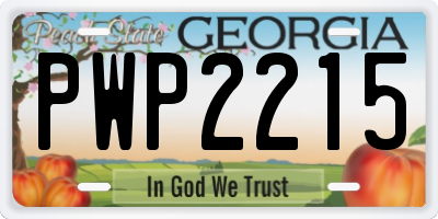 GA license plate PWP2215