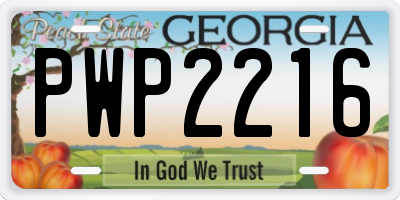 GA license plate PWP2216