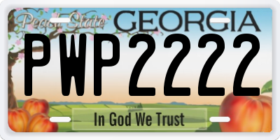 GA license plate PWP2222