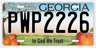 GA license plate PWP2226