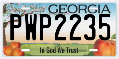 GA license plate PWP2235