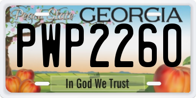 GA license plate PWP2260