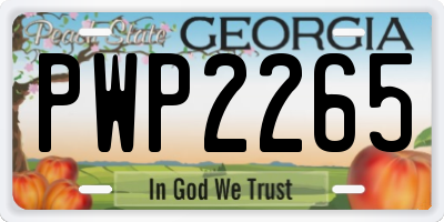 GA license plate PWP2265