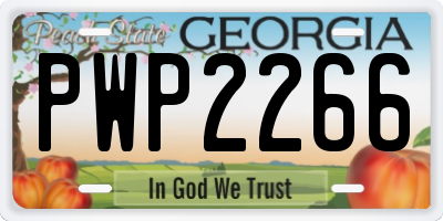 GA license plate PWP2266