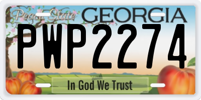 GA license plate PWP2274