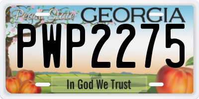 GA license plate PWP2275