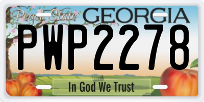 GA license plate PWP2278