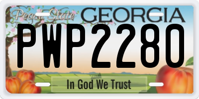 GA license plate PWP2280