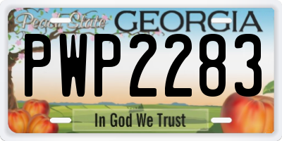 GA license plate PWP2283