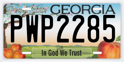 GA license plate PWP2285