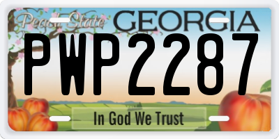 GA license plate PWP2287