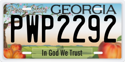 GA license plate PWP2292