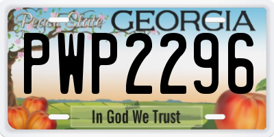 GA license plate PWP2296