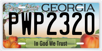 GA license plate PWP2320