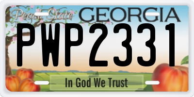 GA license plate PWP2331