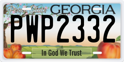 GA license plate PWP2332