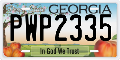 GA license plate PWP2335