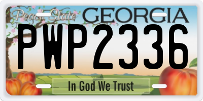 GA license plate PWP2336