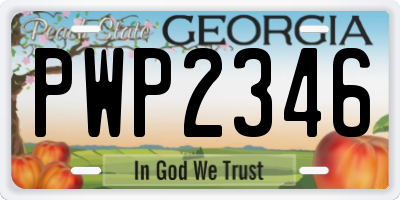 GA license plate PWP2346