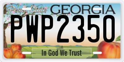 GA license plate PWP2350