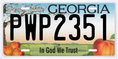GA license plate PWP2351