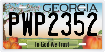 GA license plate PWP2352