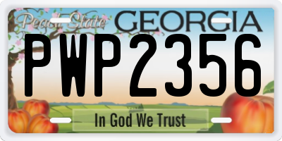 GA license plate PWP2356