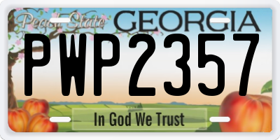 GA license plate PWP2357