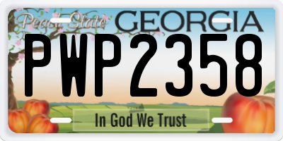 GA license plate PWP2358