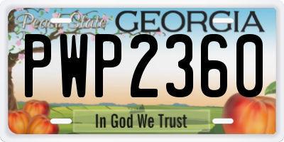 GA license plate PWP2360