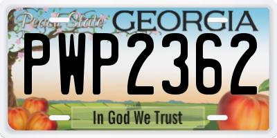 GA license plate PWP2362